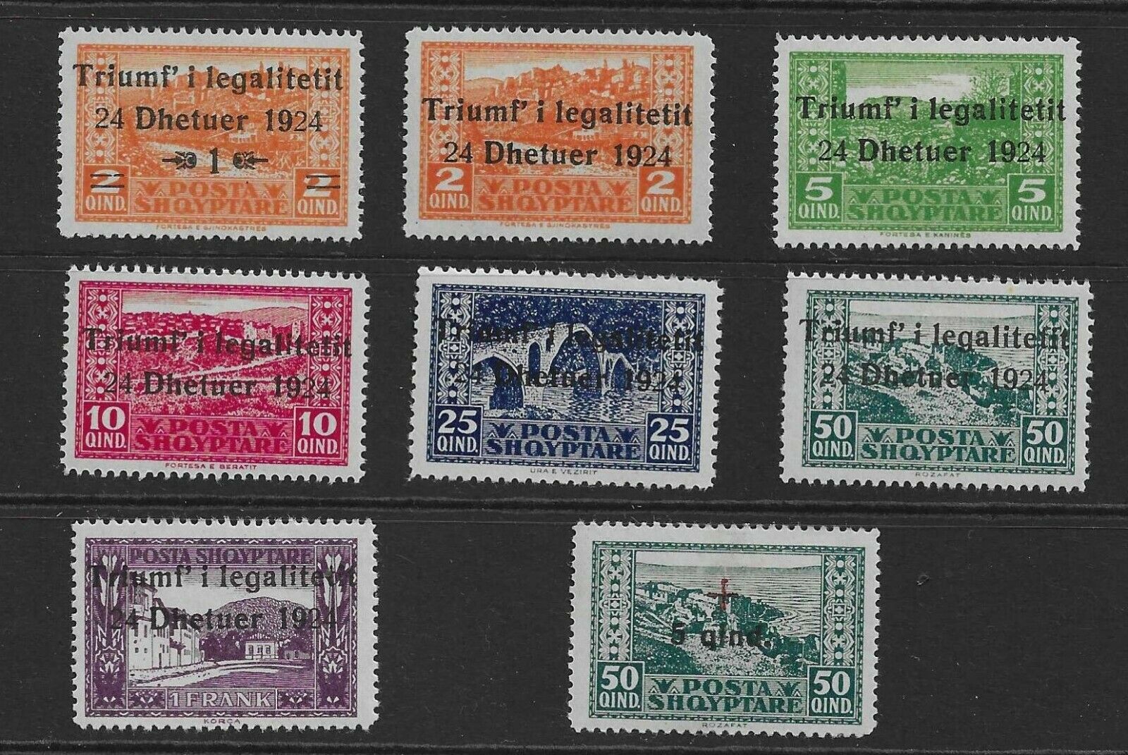 Albania 1924 Scott 164-170 + B1 Mh