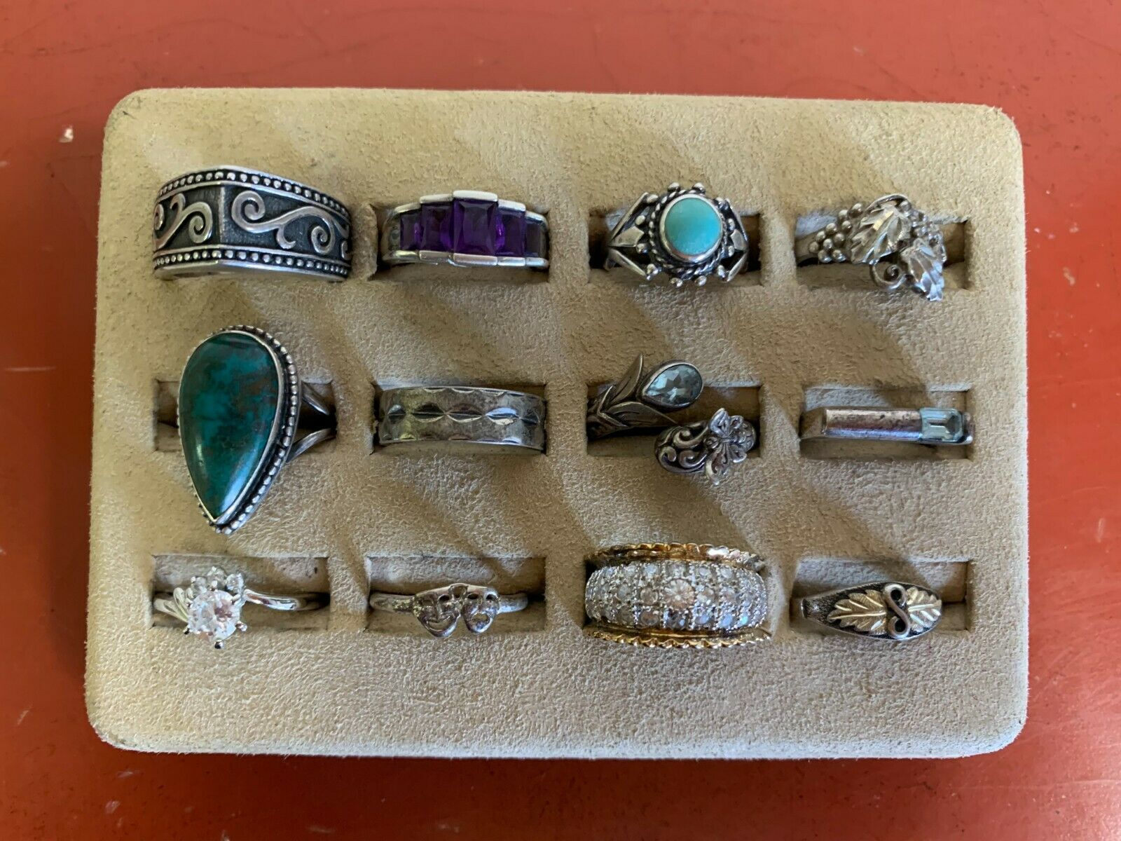Lot Of (12)  Sterling Silver Rings Sizes 7 - 9  Lot # 61