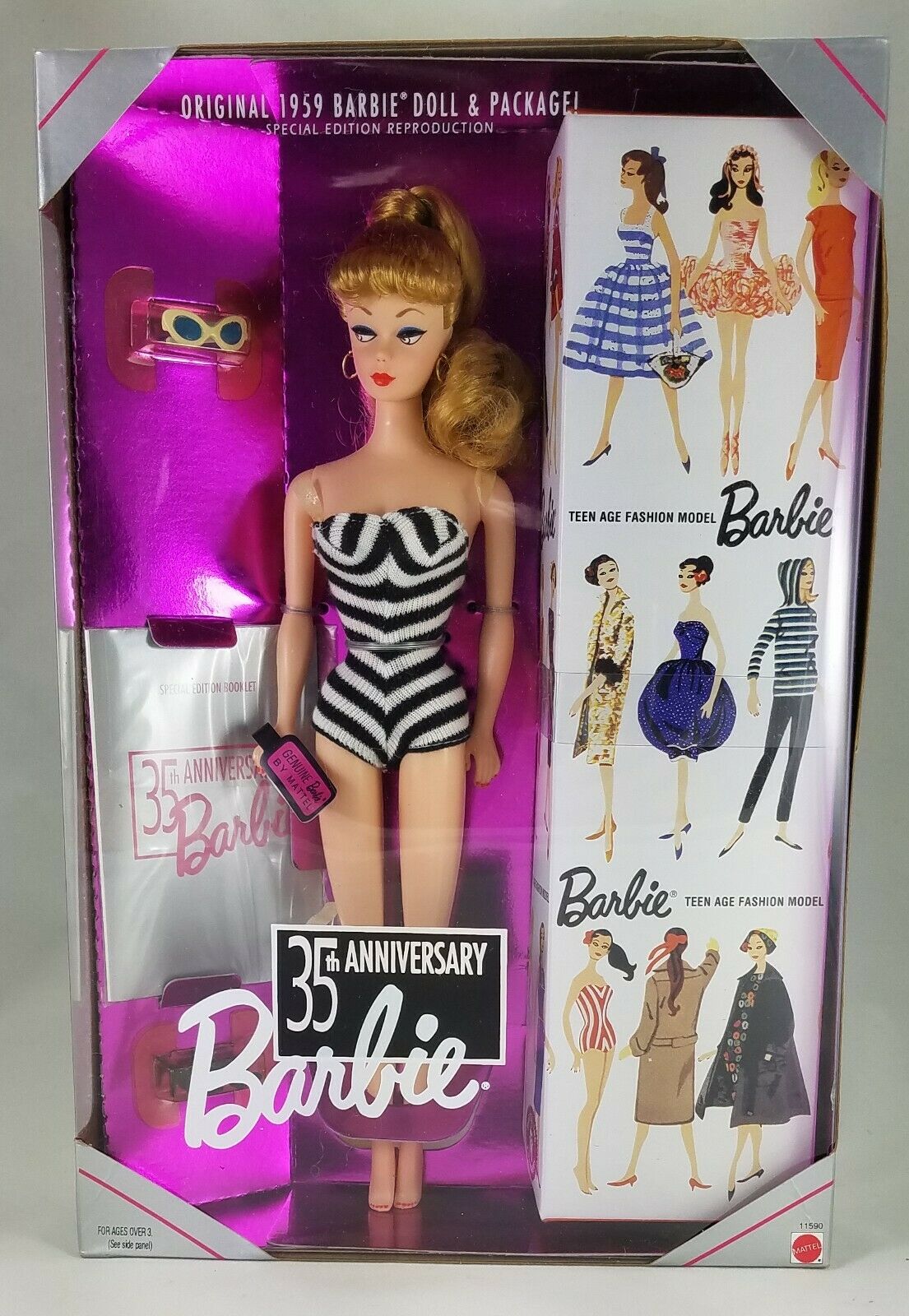 1959 Original Blonde Barbie Doll Reproduction 35th Anniversary 1993 Nib
