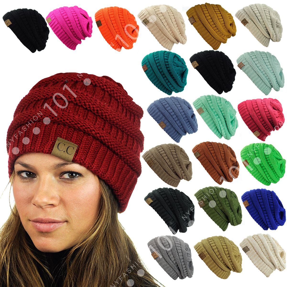 Hot Item! Cc Beanie New Women's Knit Slouchy Thick Cap Hat Unisex Solid Color