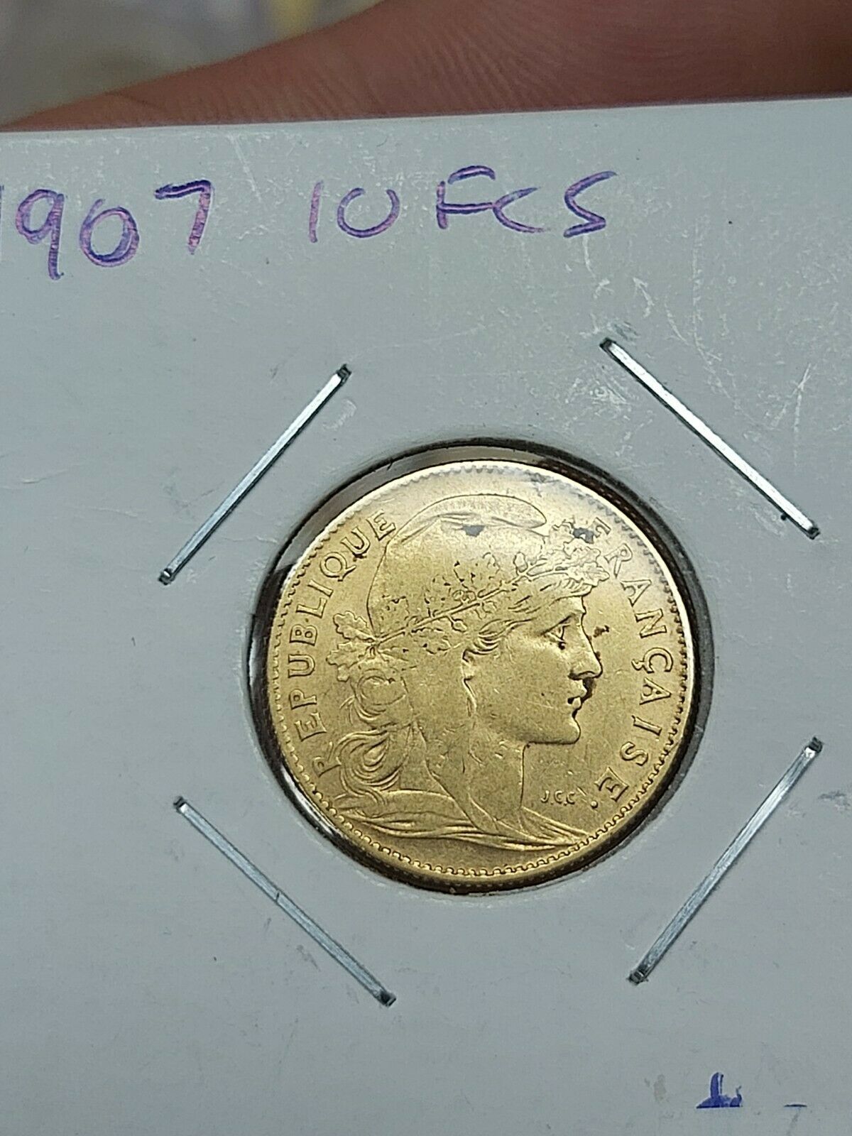 1907 10 Francs Gold Coin 3.23 Grams Gold Coin! Rare French Gold!