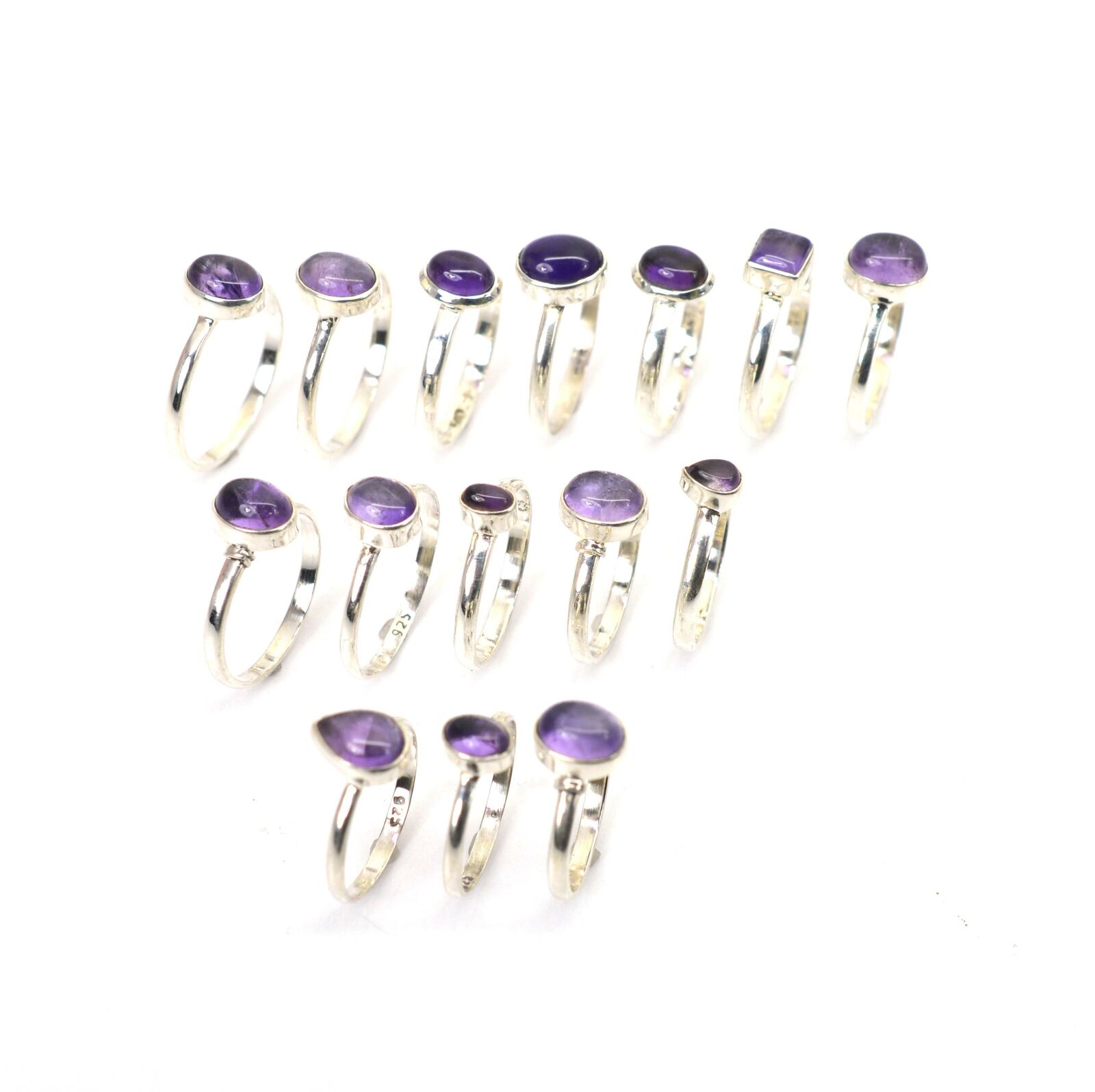 Wholesale 15pc 925 Solid Sterling Silver Purple Amethyst Ring Lot C232