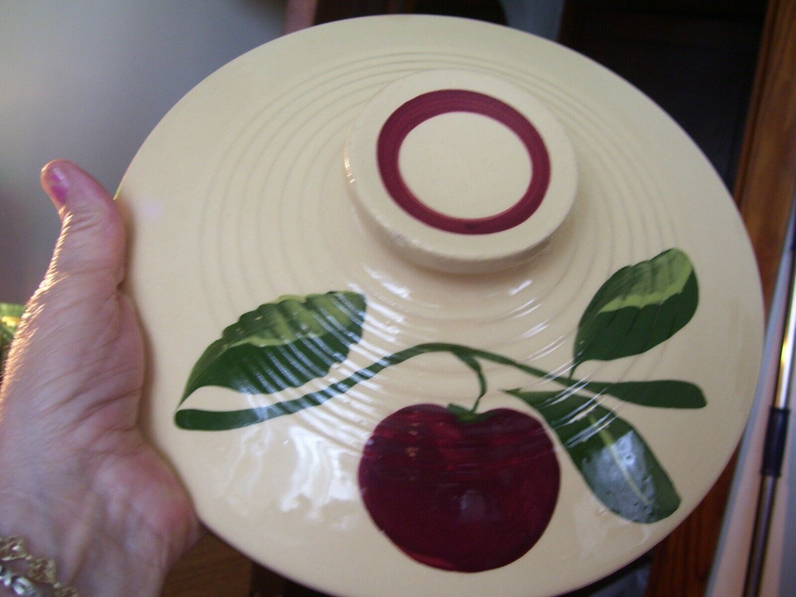 Mint Watt Pottery Apple Pattern Ribbed Lid Only For #601 1950s