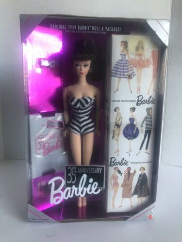 35th Anniversary Barbie 1959 Reproduction 1993 #11782 Brunette Hair Nrfb
