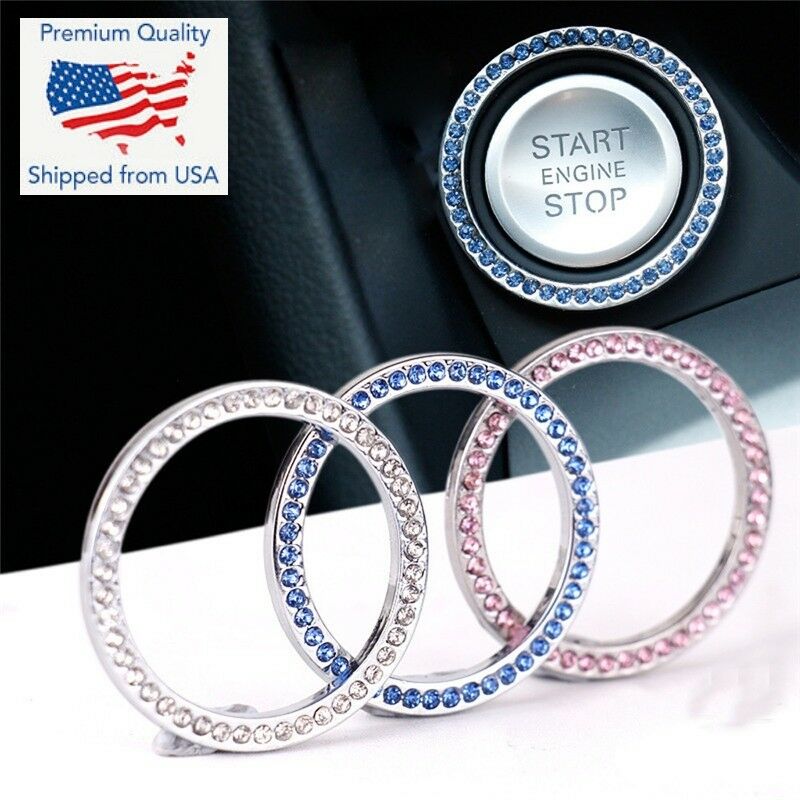 Car Engine Start Stop Button Ring Crystal Bling Rhinestone Car Decor -pick Color