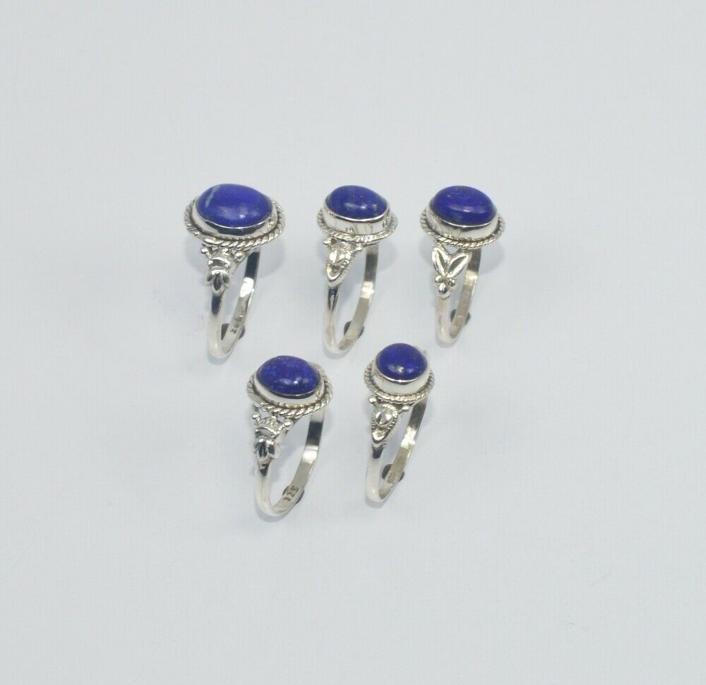 Wholesale 5pc 925 Solid Sterling Silver Blue Lapis Lazuli Ring Lot Gtc299 O Z839