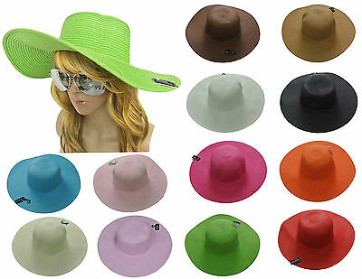 Women Colorful Derby Large Floppy Folderable Straw Beach Hat Usa Seller