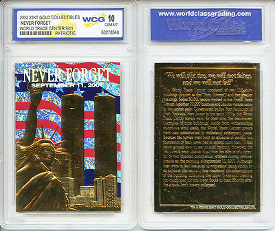 Patriotic World Trade Center 9/11 *original* 23k Gold Card - Graded Gem-mint 10