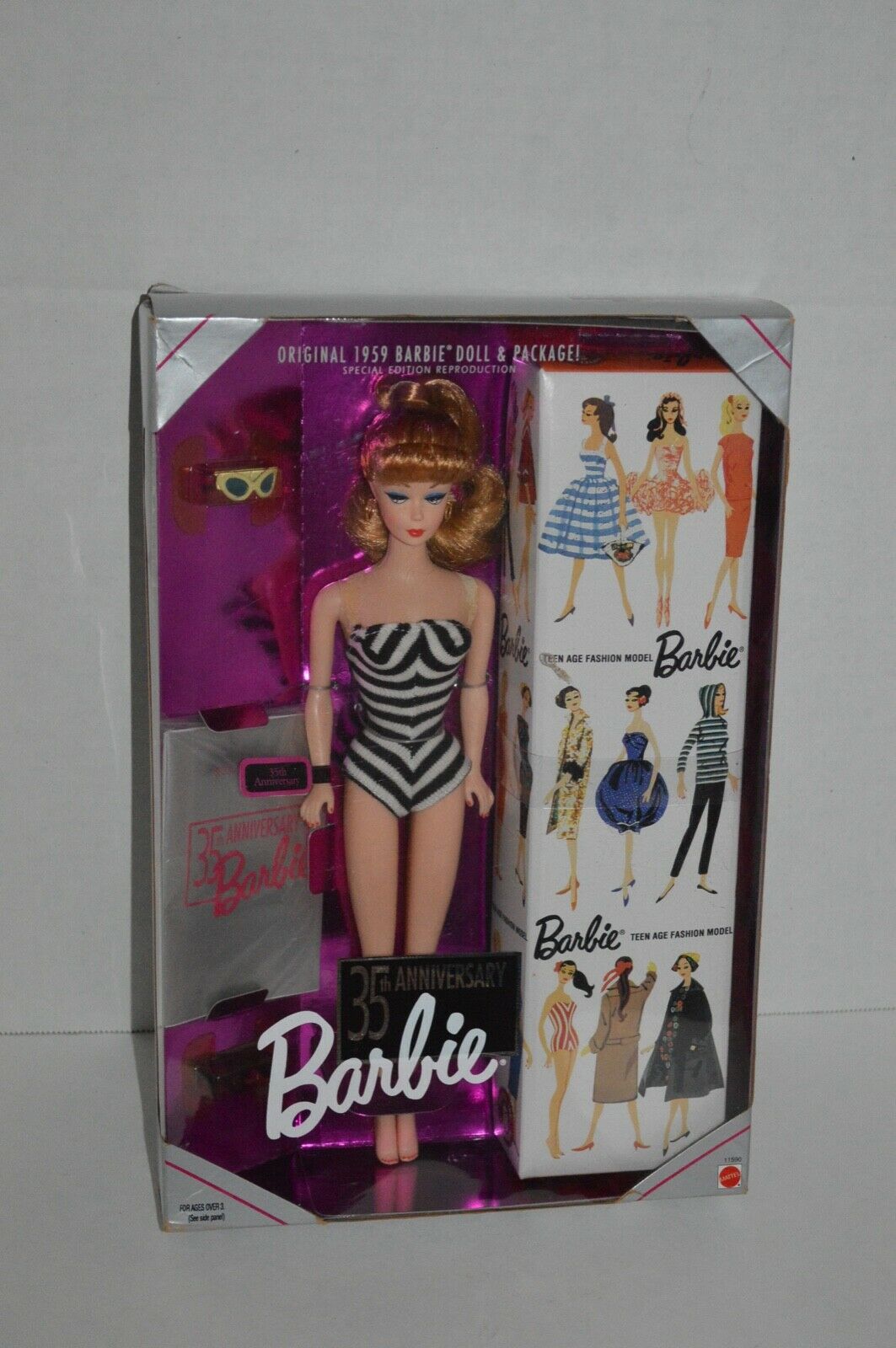 1994 35th Anniversary Blonde Barbie Doll 1959 Reproduction - Nrfb-new