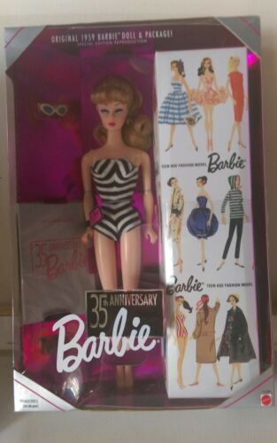 35th Anniversary Barbie Doll 1959 Barbie Doll And Package Reproduction 1993 Se