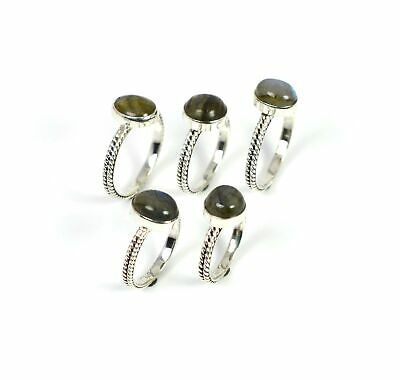 Wholesale 5pc 925 Solid Sterling Silver Labradorite Ring Lot 1 S338