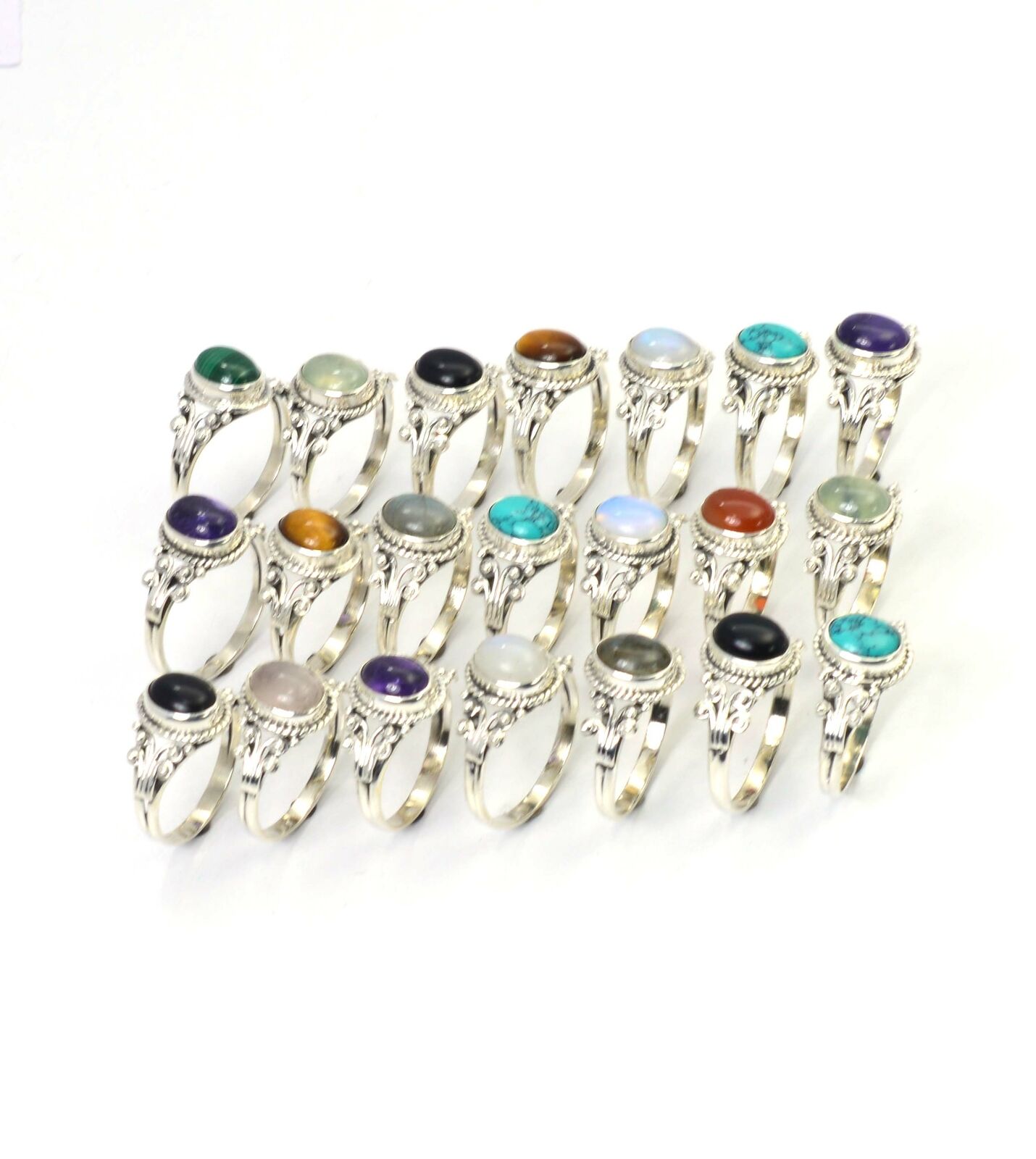 Wholesale 21pc 925 Solid Sterling Silver Purple Amethyst Mix Stone Ring Lot 1 F9