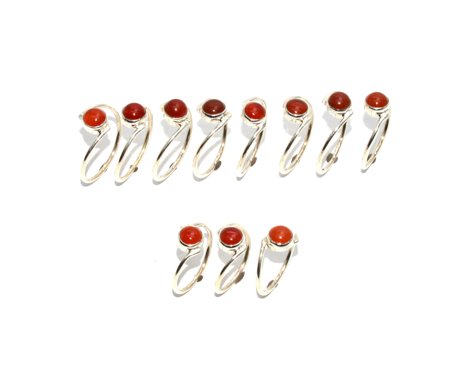 Wholesale 925 11pc Solid Sterling Silver Red Carnelian Ring Lot N383