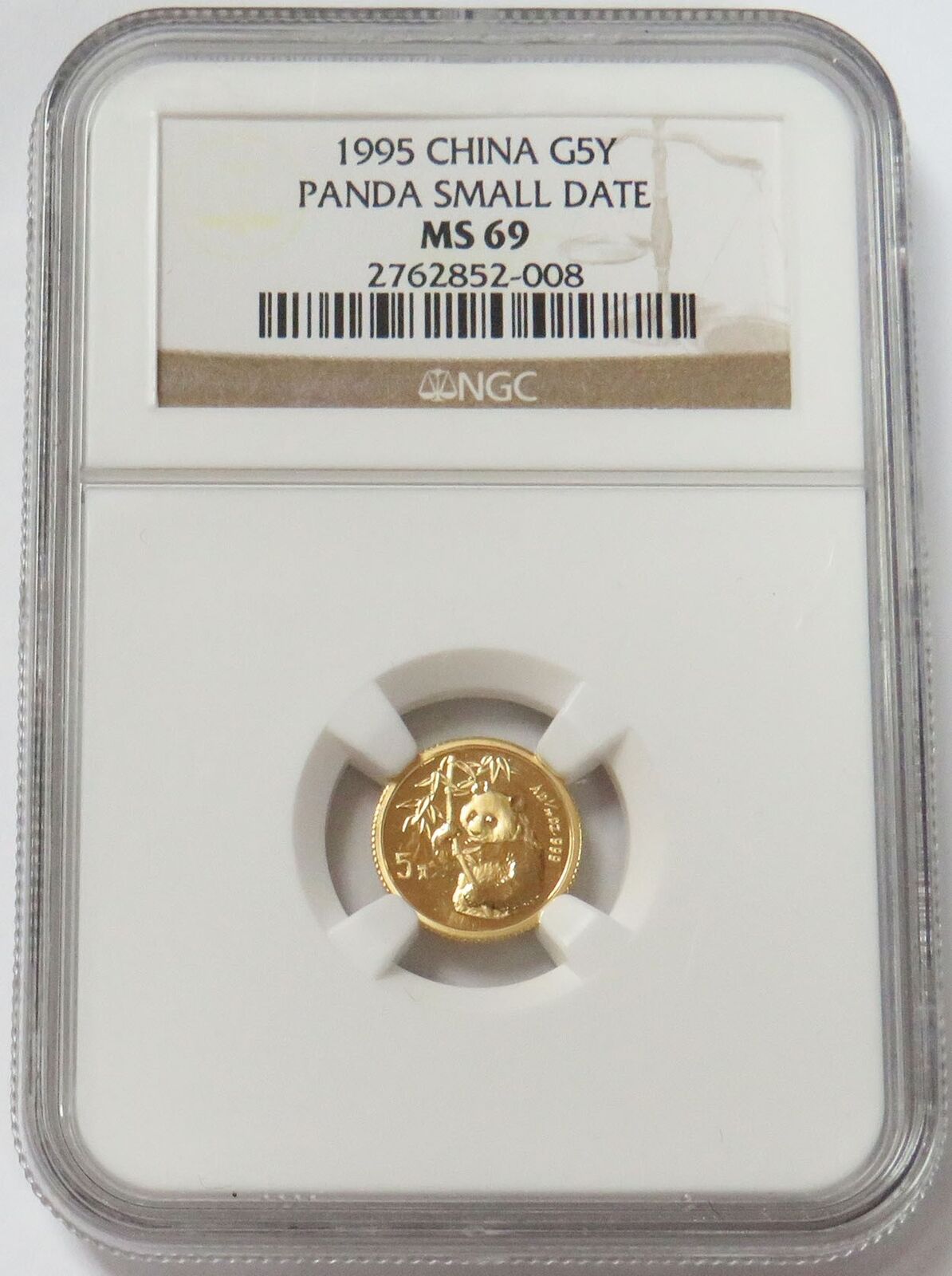 1995 Gold China 5 Yuan Panda 1/20 Oz Small Date Coin Ngc Mint State 69